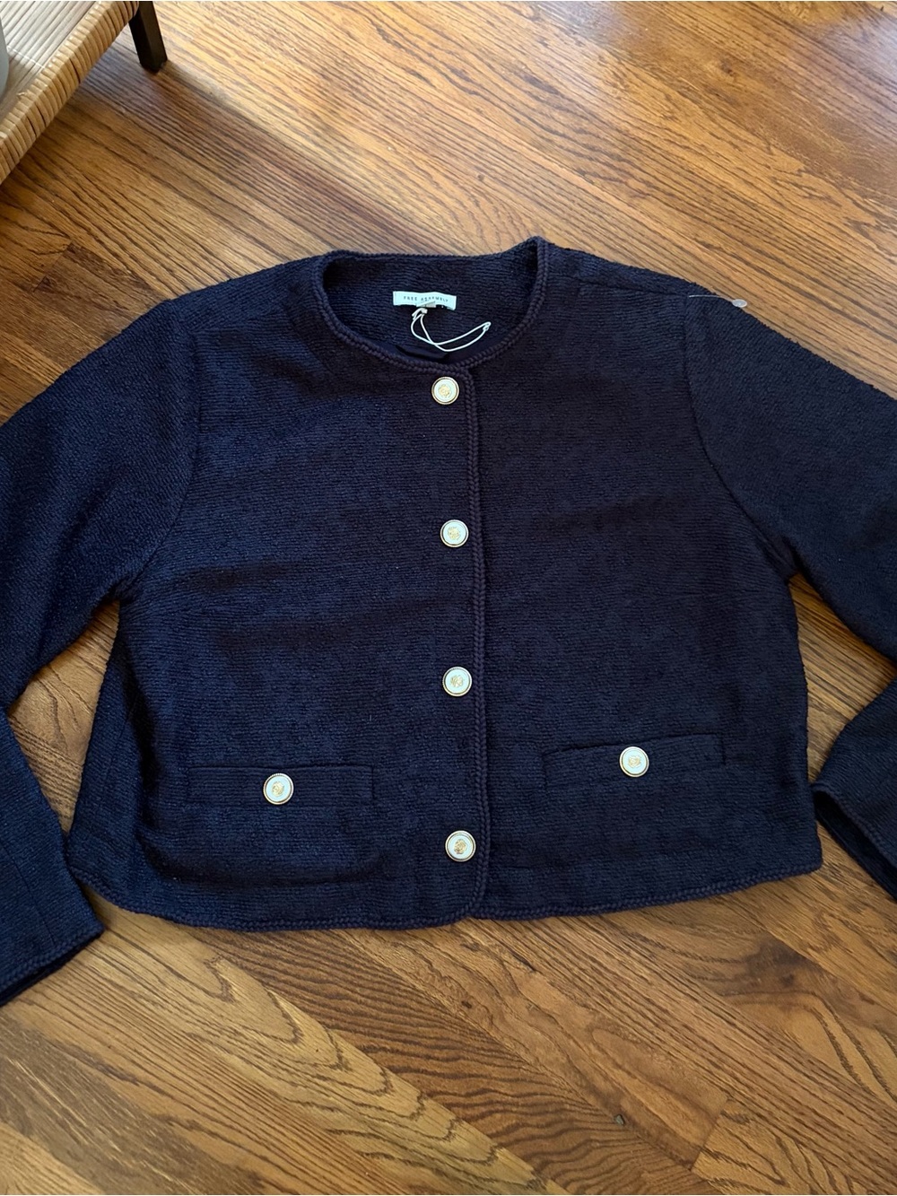 *Free Assembly Navy Button-Front Knit Blazer Women’s Size XL *53